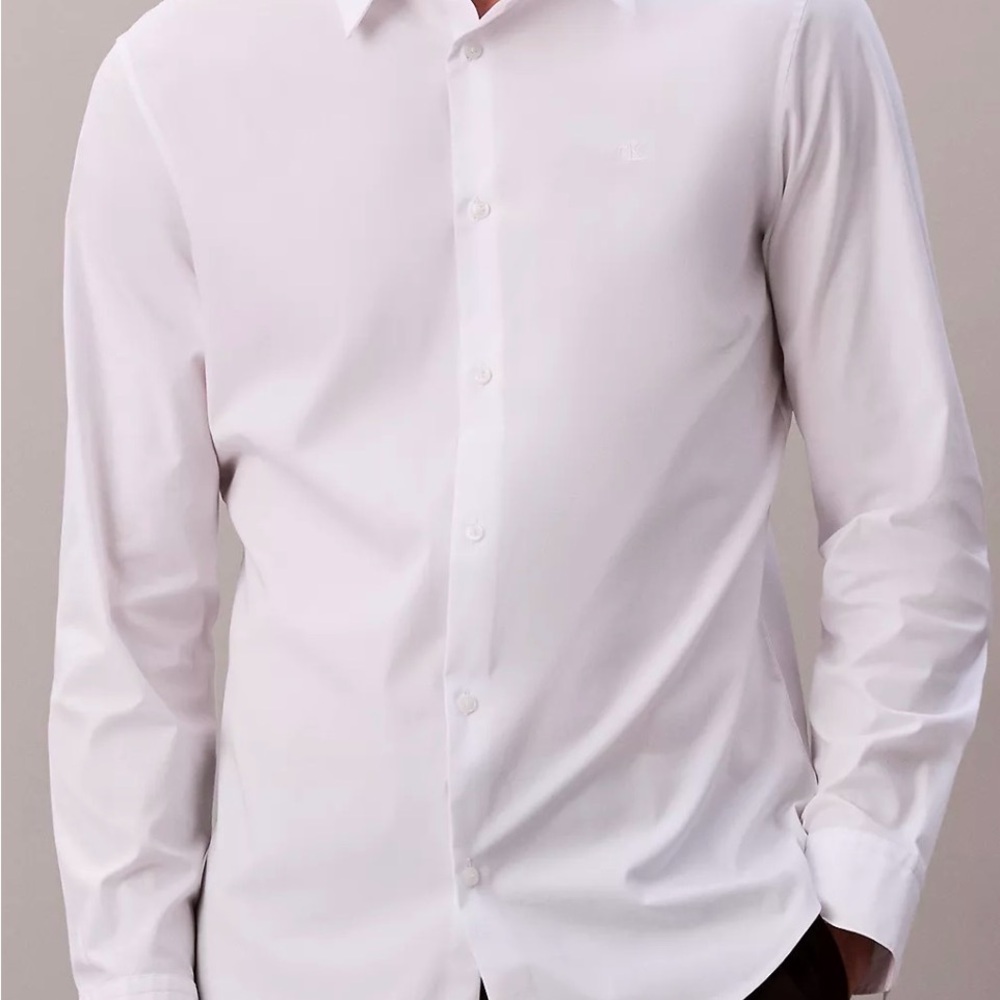 Calvin Klein Men's White Dress Shirt Large